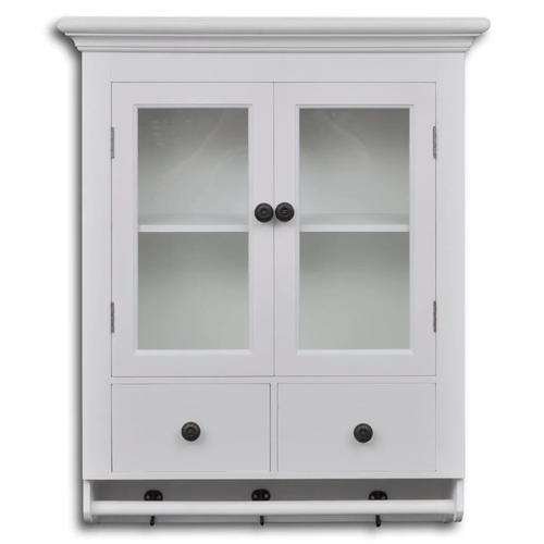 Wooden Kitchen Wall Cabinet With Glass Door - White - Picture 3 of 7