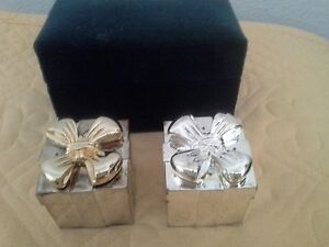 Vintage Silver Plated Salt and Peppers Shakers Tray in Velvet Box