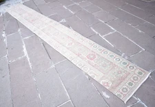 Turkish Rug 22'' x 160'' Vintage Hand Knotted Oushak Rug Runner Stair Area Rug