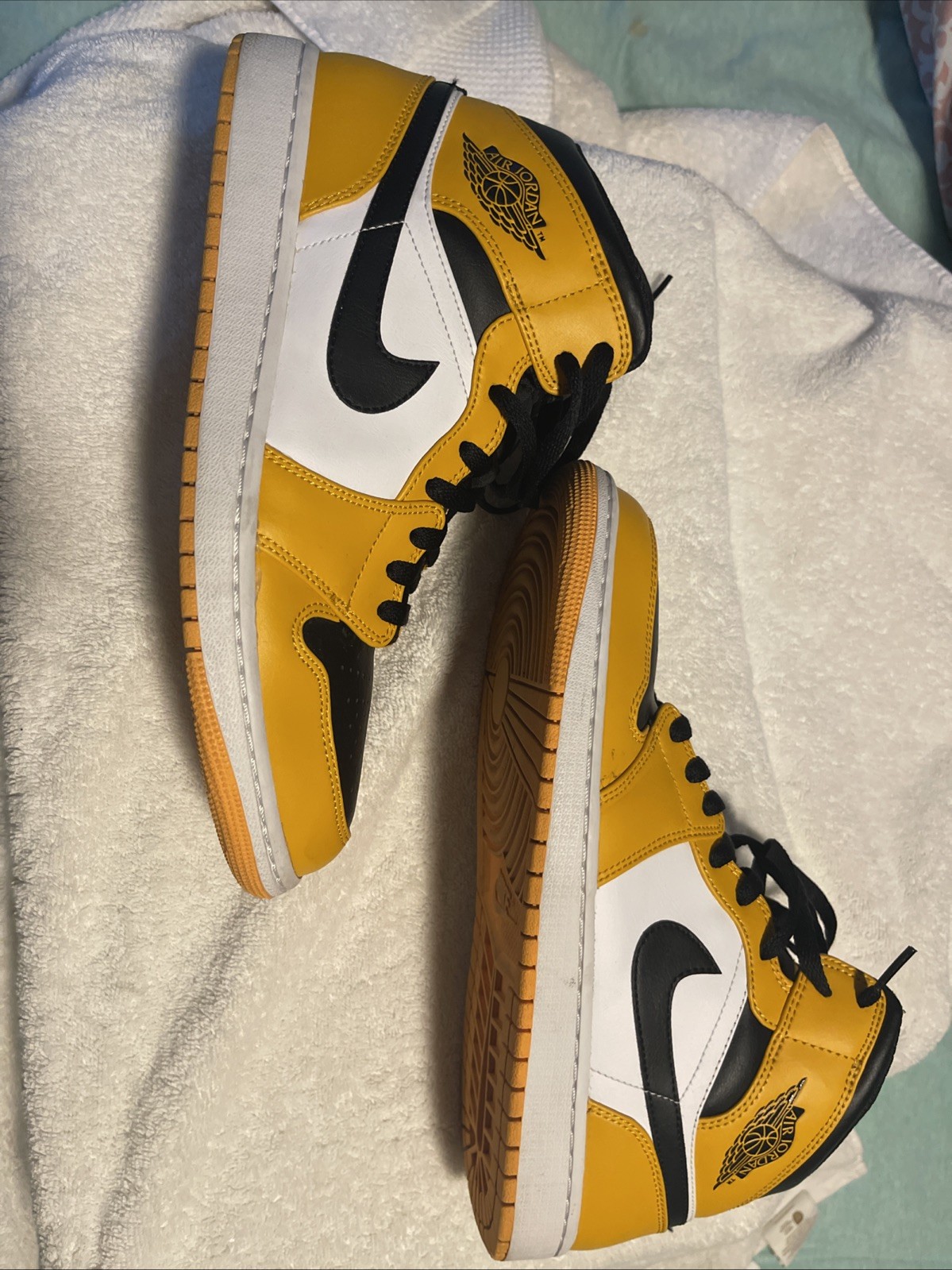 SAOLA Jordan 1 taglia media uomo 11 nero giallo bianco Pittsburgh Mids