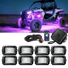 MICTUNING C2 Curved RGBW LED Rock Lights 8 Pods Multicolor Underglow Neon Lights
