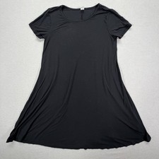 Old Navy Women Dress Relaxed Black Short Sleeve Swing Jersey Knit Small