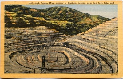 Vintage Utah Copper Mine Bingham Canyon Salt Lake City Utah Postcard - Unposted 