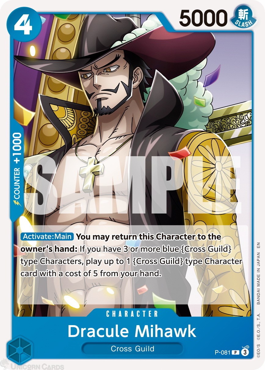 P-081 Dracule Mihawk : Promo Normal English One Piece TCG Card : PRB02: One Piec