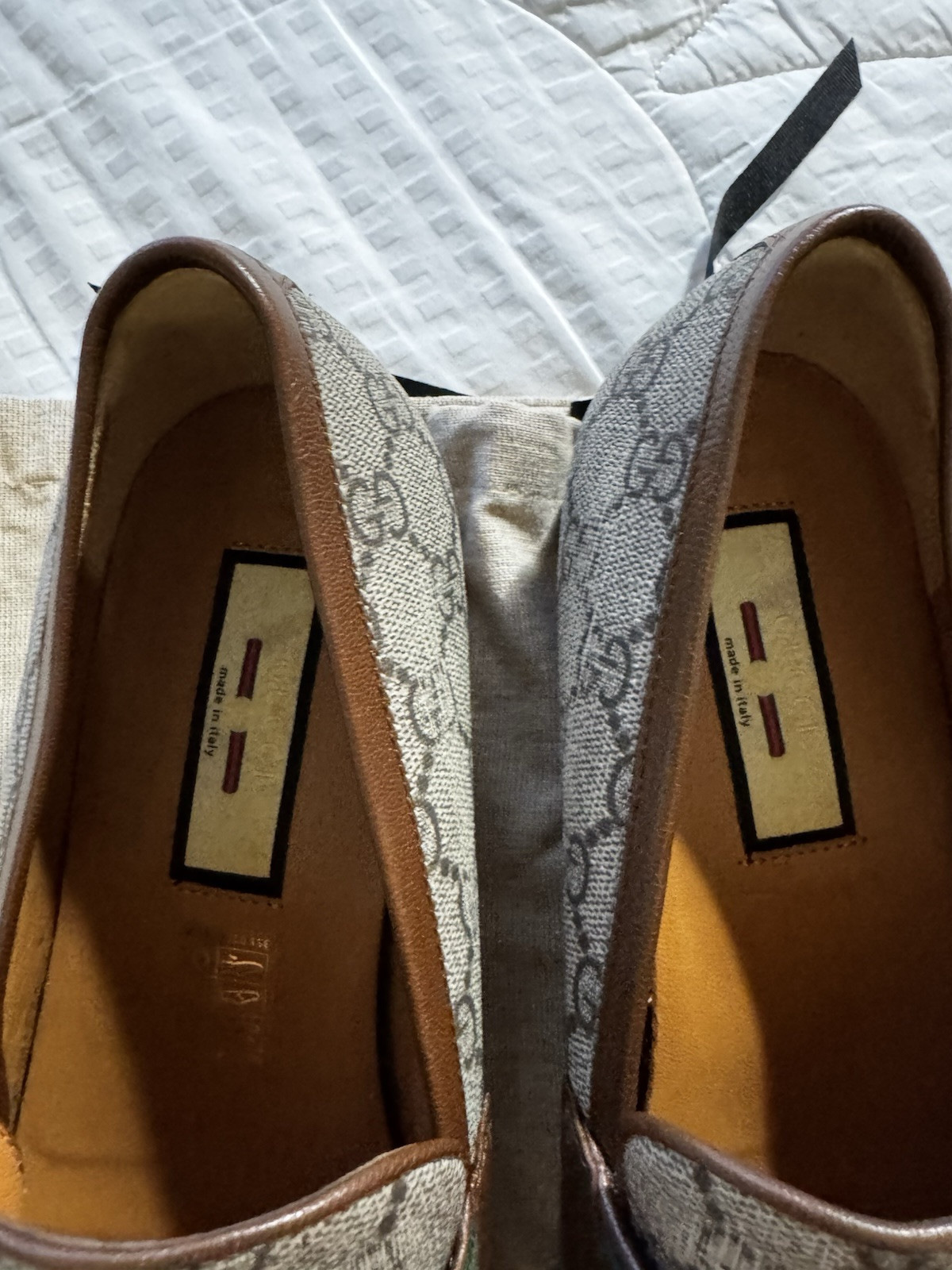 Gucci Horsebit GG Canvas Loafers with Detailed Design