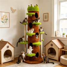 74" Tall Cat Tree Tower Condo Multi-Level Climbing Activities Jumping Platform