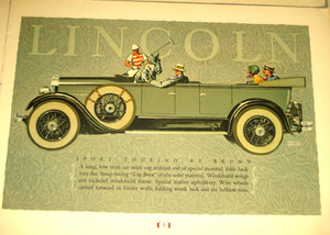 1926 LINCOLN AUTOMOBILE-SALONS TYPES COLOR PLATES-BROCHURE-LEBARON-BRUNN-JUDKINS
