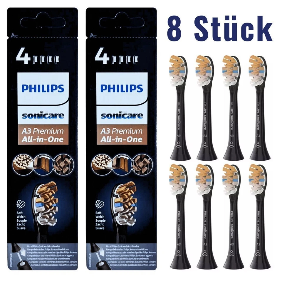 Philips A3 Premium All-in-One Sonicare 4/8x HX9094/11 Schwarz/Weiß NEU OVP - Bild 2 von 4