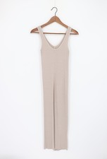 ENZA COSTA Silk Rib Tank Midi Dress Light Beige S 165 C1 220
