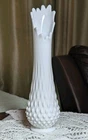 Vtg Fenton Swung Vase White Milk Glass Hobnail 12 Finger 12.25" x 3.5" Footed