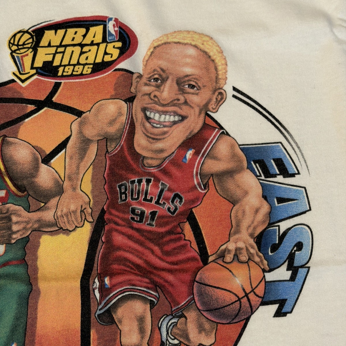Vintage 1996 NBA Finals Pro Player Bulls VS Sonics Caricature 