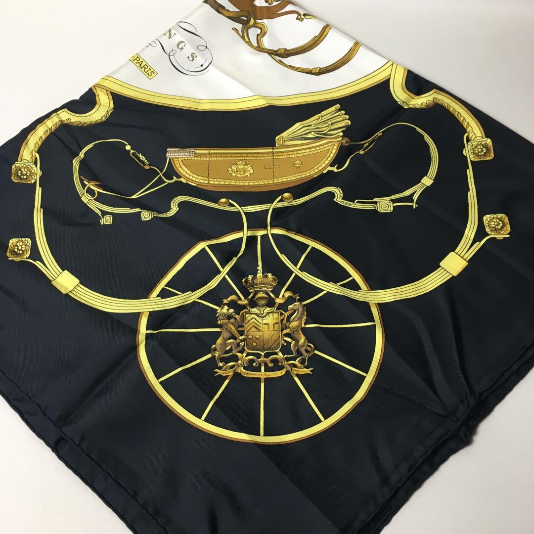 Hermes Carre 90 Silk Scarf 90x90 Black Japan 2505-209