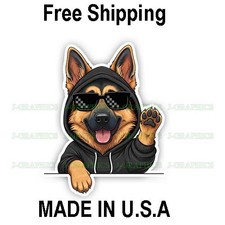 German Shepherd Cool Dog Peeker Peeking Vinyl Decal Sticker Funny Pet A