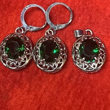 FASHION JEWELRY SILVER TONE EARRINGS PENDANT SET a11