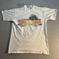 VTG 90s Thunder Drags Monster Trucks Double Sided Graphic Shirt - Mens Medium M