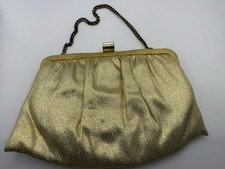 Vintage Gold Shimmer Evening Bag Clutch Chain Strap