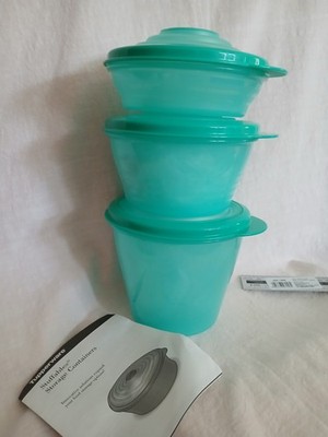 Tupperware  Stuffables Bowls Set of 3  Mini Containers Expanding Green  1C,2C,3C