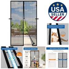 Magnetic Screen Door - Pet Friendly, Easy Install, Scratch-Proof Black