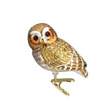 Old World Christmas Glass Blown Clip On Ornament for Christmas Tree, Pygmy Owl