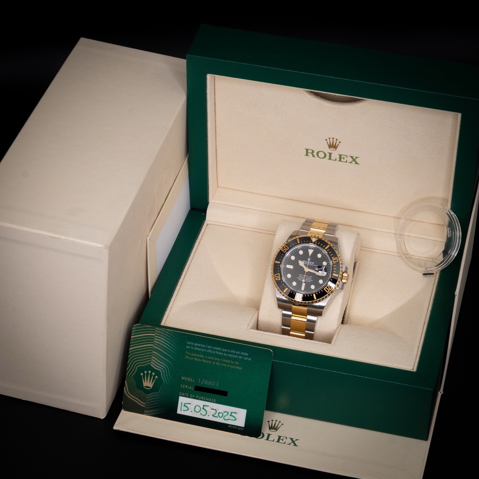 2025 Rolex Sea-Dweller 43 126603 Yellow Rolesor Black Dial Full Set Two-Tone image 2