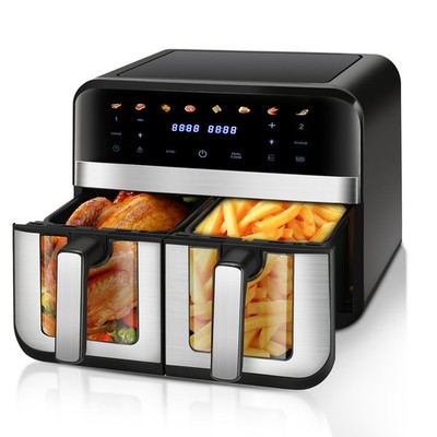 9L Doppel Heißluftfritteuse XXL 2400W Dual Digital Air Fryer Touch-Steuerung DEE