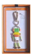 NIB! True To Form Retro Robot w/ Bling Bag Charm or Keychain Gift Box Set