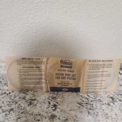 NOS Ford B6AZ-6148-A Partial Piston Ring Set STD Bore, for 1 Piston3 rings 1 box