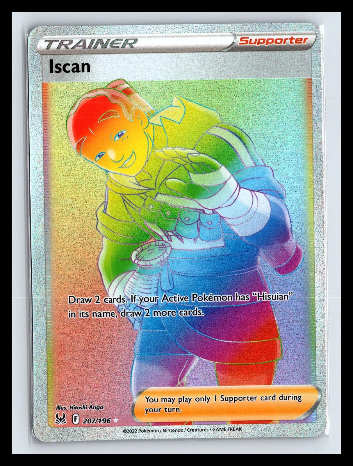 NM Holo Iscan Lost Origin 207/196 Rainbow Pokemon Card Hitoshi Ariga