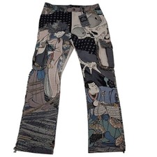 Rebel Vengeance Japanese Samurai Mens 28x31 Thick Cargo Tapestry Pants NWT