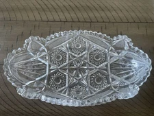 American Brilliant Period Cut Glass 10” Relish Or Celery Tray