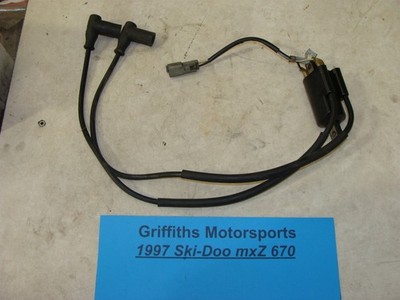 1997 Ski-Doo MXZ 670 oem twin ignition coil w pigtail wires spark plug boot lead