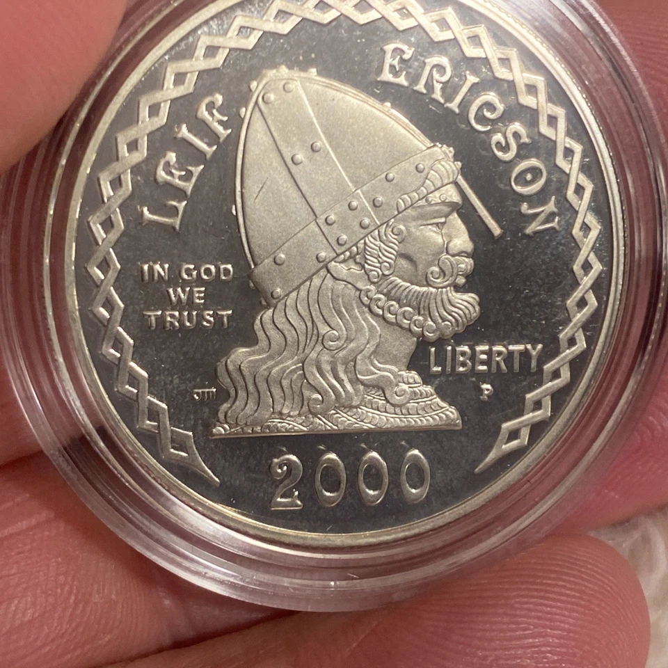 2000 P Leif Ericson Millennium Commemorative Proof Silver $1 One Dollar OGP  COA - Image 4 of 4