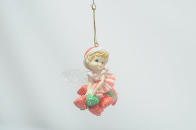 Vntg 1989 Enesco Christmas Pixie Elf  Pink Green Flying Pixie Gum Drops Box 38