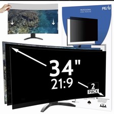 Peslv 2 Pack 34in Privacy Screen for Curved Monitor Anti-Spy Blue Light Filter