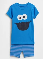 NWT Gap Boys Girls Unisex Sesame Cookie Monster Short Pajamas Organic 6t 6
