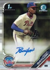 2019 Bowman Draft Jamari Baylor Chrome Draft Pick Auto Phillies