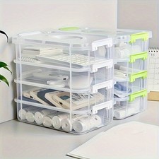 4 Tier Stackable Storage Containers, Adjustable Plastic Box Bead Storage 10x6x9"