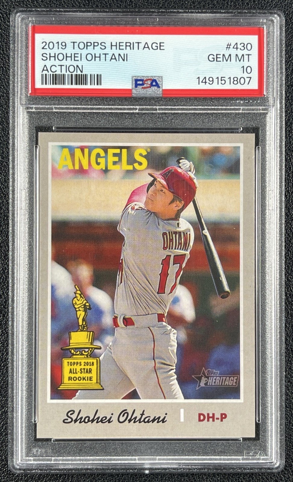 SHOHEI OHTANI PSA 10 2019 TOPPS HERITAGE #430 ROOKIE CUP SP ALL-STAR ACTION VAR view 1