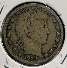 1914-P Barber Quarter Dollar - Free Shipping - (34–13)