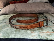Ranger Belt Company Studded Cowhide Handtooled 38” w/Buckle Western