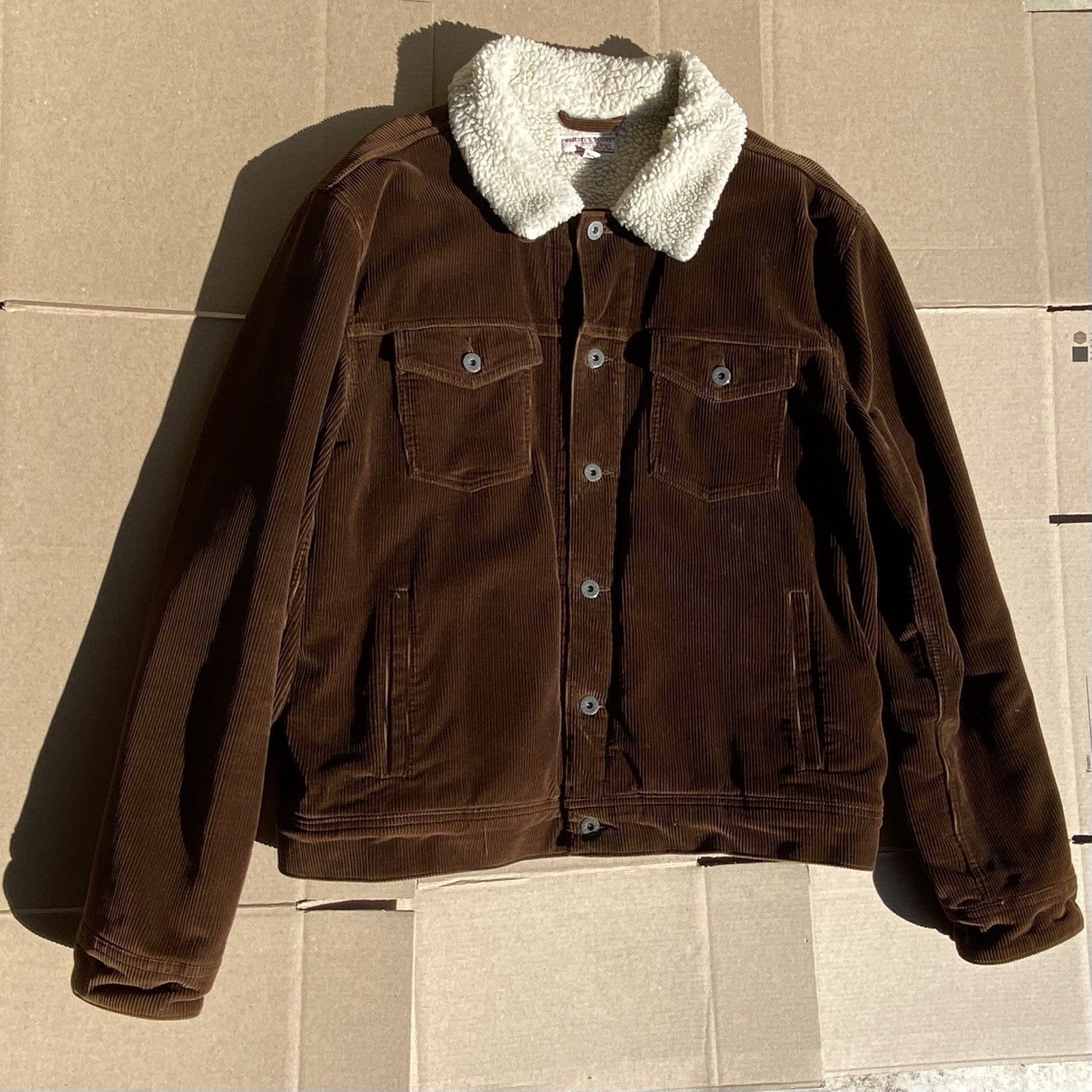 J Crew Wallace & Barnes Men's Sherpa Corduroy Jacket Trucker Brown Sz XL