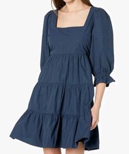 Madewell Women's Poplin Lizzie Babydoll Dress Twilight Size 6 NWT Navy Cotton