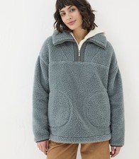 Fat Face Parker Duck Egg Blue Half Zip Neck Fleece Jumper Pullover Size M 12-14