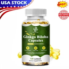 Organic Ginkgo Biloba 500mg, Ginko Biloba Leaf,Memory & Concentration 120 Caps