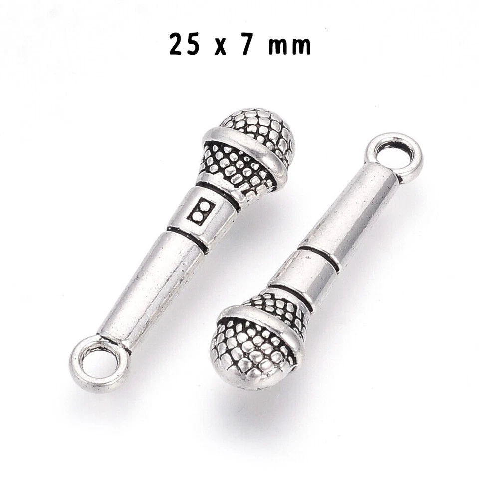 Bracciale con Microfono Argento ciondolo Musica karaoke Uomo Donna braccialetto - Immagine 3 di 4