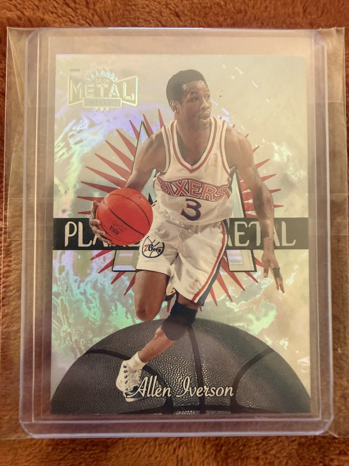 ALLEN IVERSON 1997-98 Skybox Metal Universe Planet Metal Insert #2 76ers