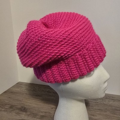 Crochet Beanie, One Size, Pink, Single Crochet.