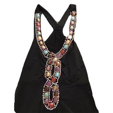 Little Black Dress Womens S Jeweled Plunging Neckline VTG Derek Heart Stretch