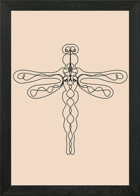 Libelle in Lineart Gerahmtes Wandbild Poster Leinwanddruck Bild
