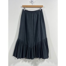 Vintage 100 Cotton Tiered Ruffle Midi Skirt Sz 10 Dark Cottagecore Western Boho